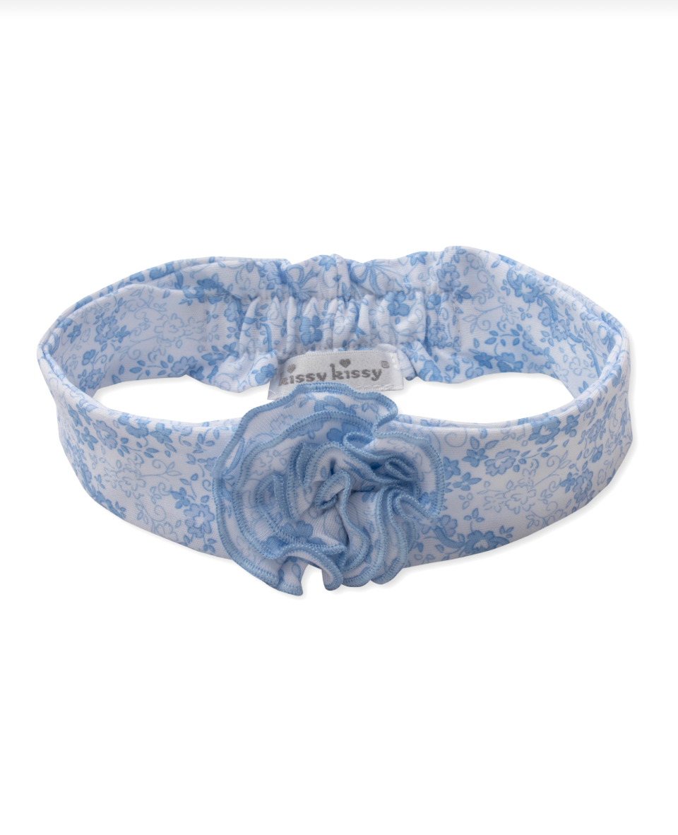 Old English Roses Headband Light Blue
