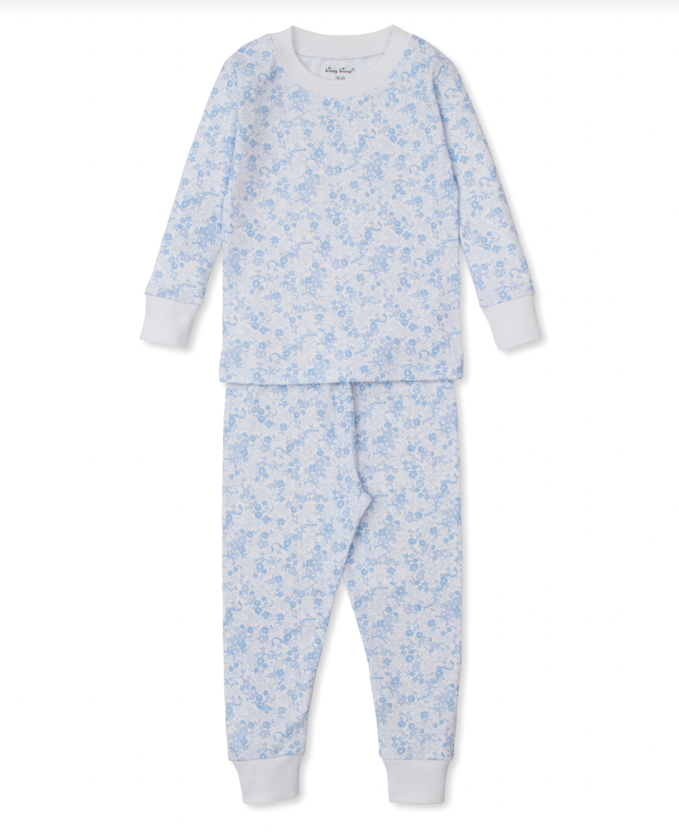 Old English Roses Pajama Set Light Blue