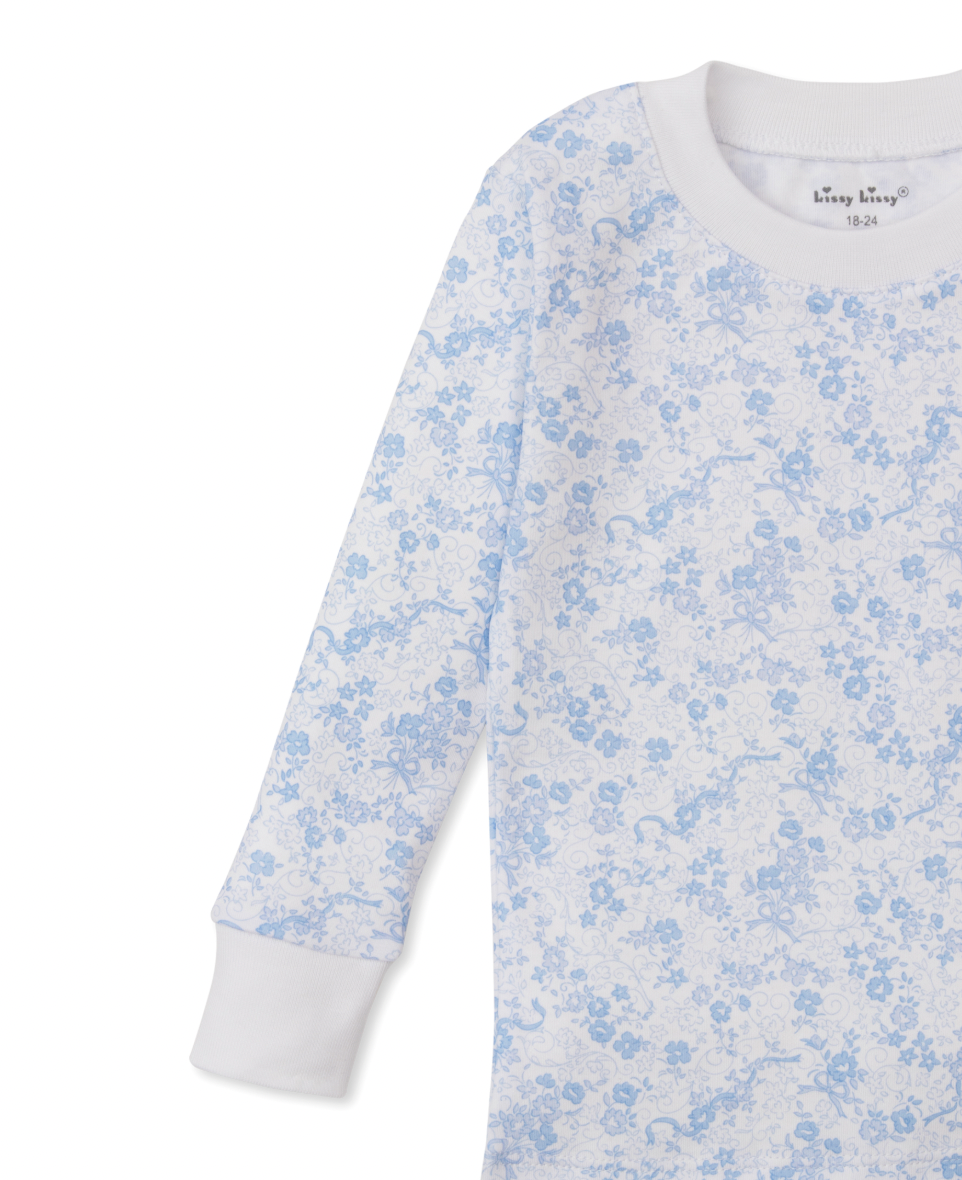 Old English Roses Pajama Set Light Blue