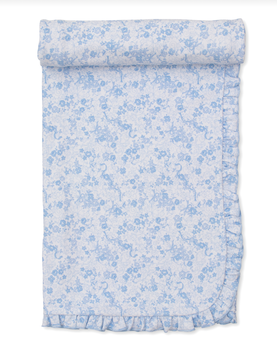 Old English Roses Blanket Light Blue