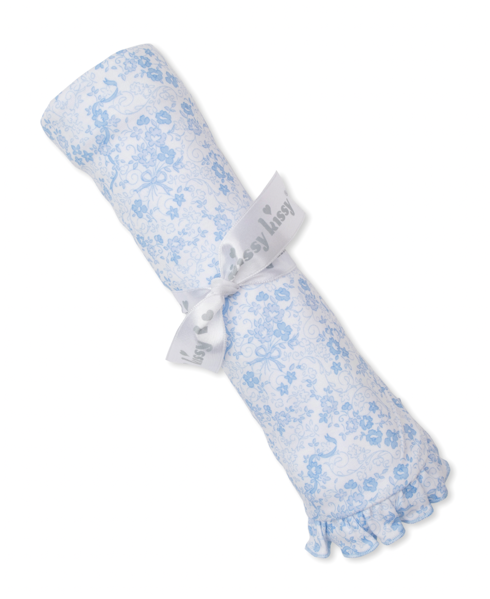 Old English Roses Blanket Light Blue