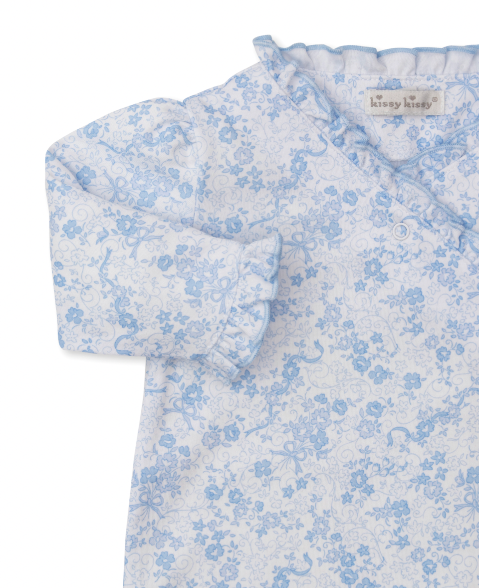 Old English Roses Footie Light Blue