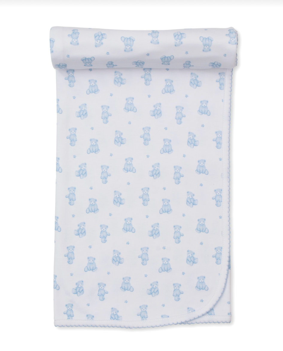 Teddy Bear Time Blanket Light Blue