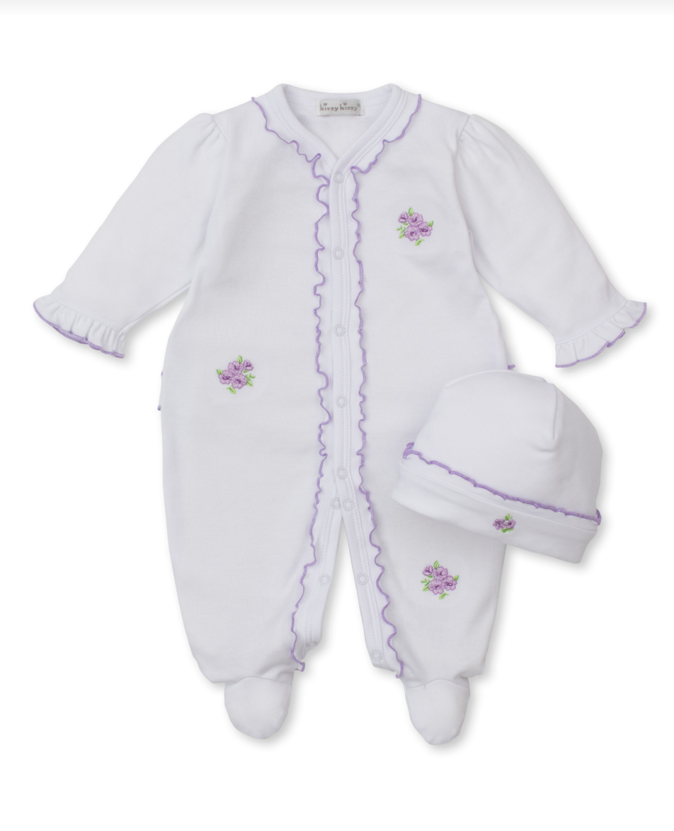 Roses and Blooms Footie with Hat Set