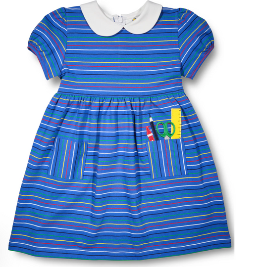 Stripe Knit Dress with School Supplies