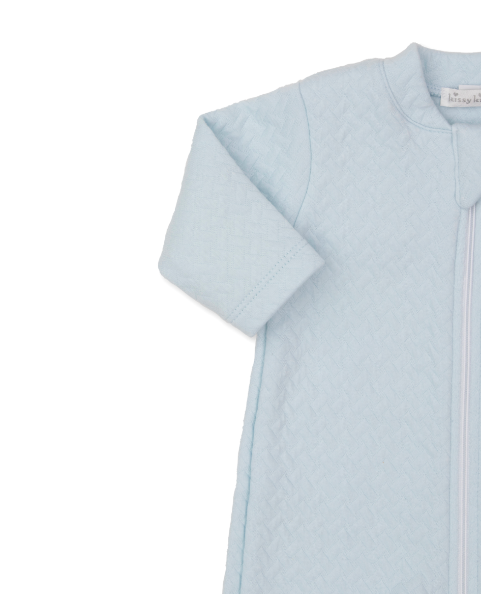 Classic Jacquard Footie with Zipper Light Blue