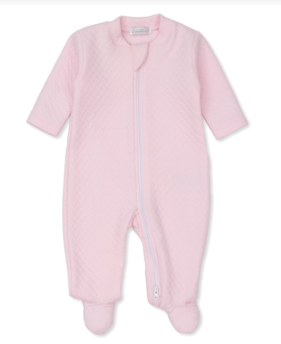 Classic Jacquard Footie with Zipper Pink