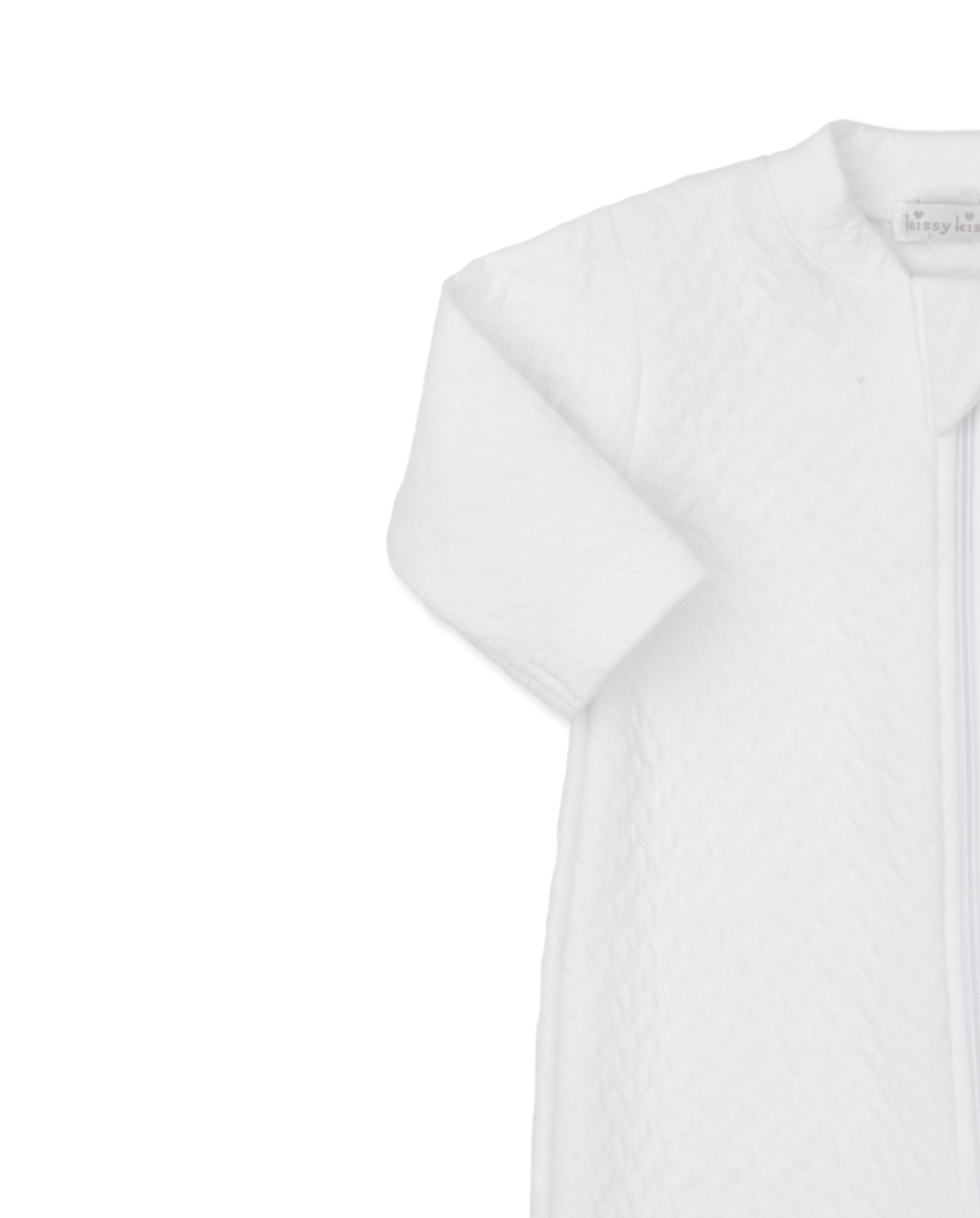 Classic Jacquard Footie with Zipper White