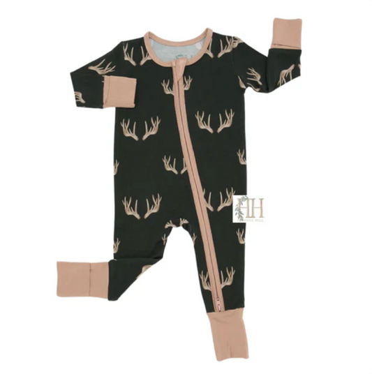 Boys Antler Double Zipper Romper