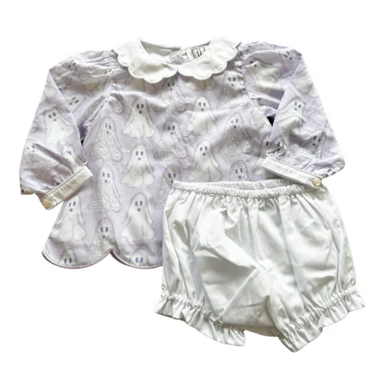 Girls Purple Floral Ghosts Bloomer Set