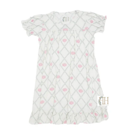 Girls Trellis Pink Pumpkin Nightgown