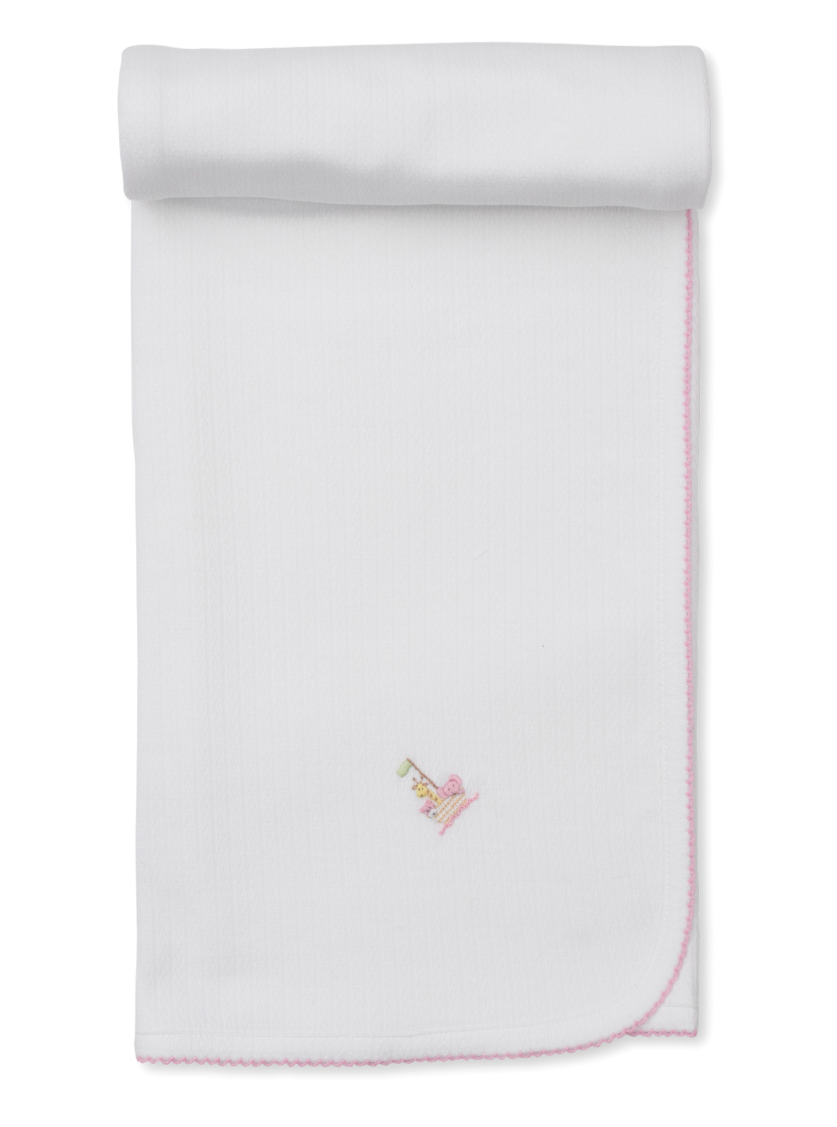Premier Noah's Blanket with Hand Embroidery White/Pink