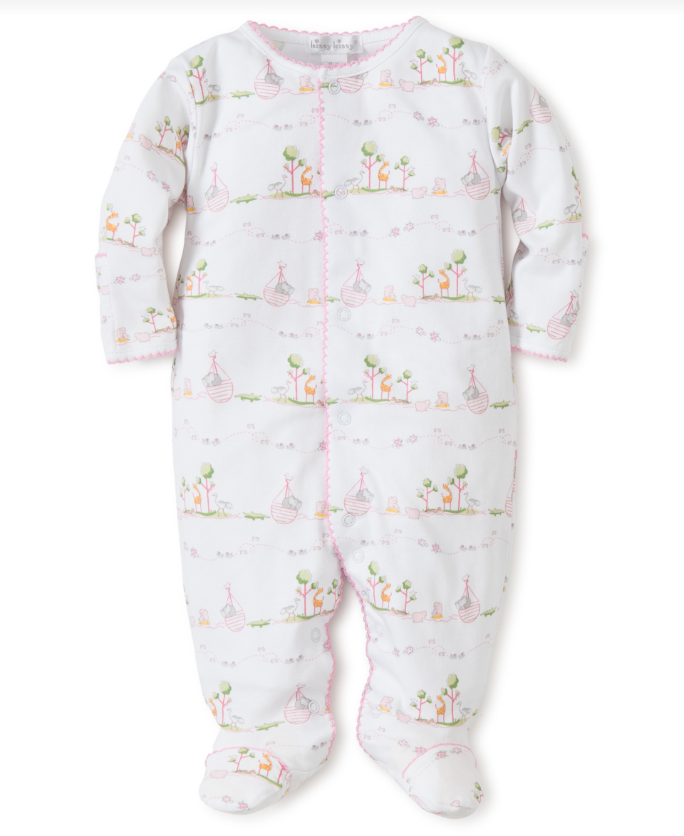 Noah's Print Footie Pink
