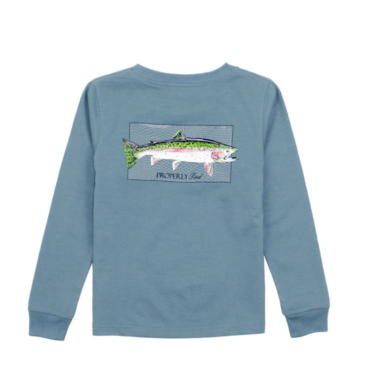 Boys Rainbow Trout LS Steel Blue