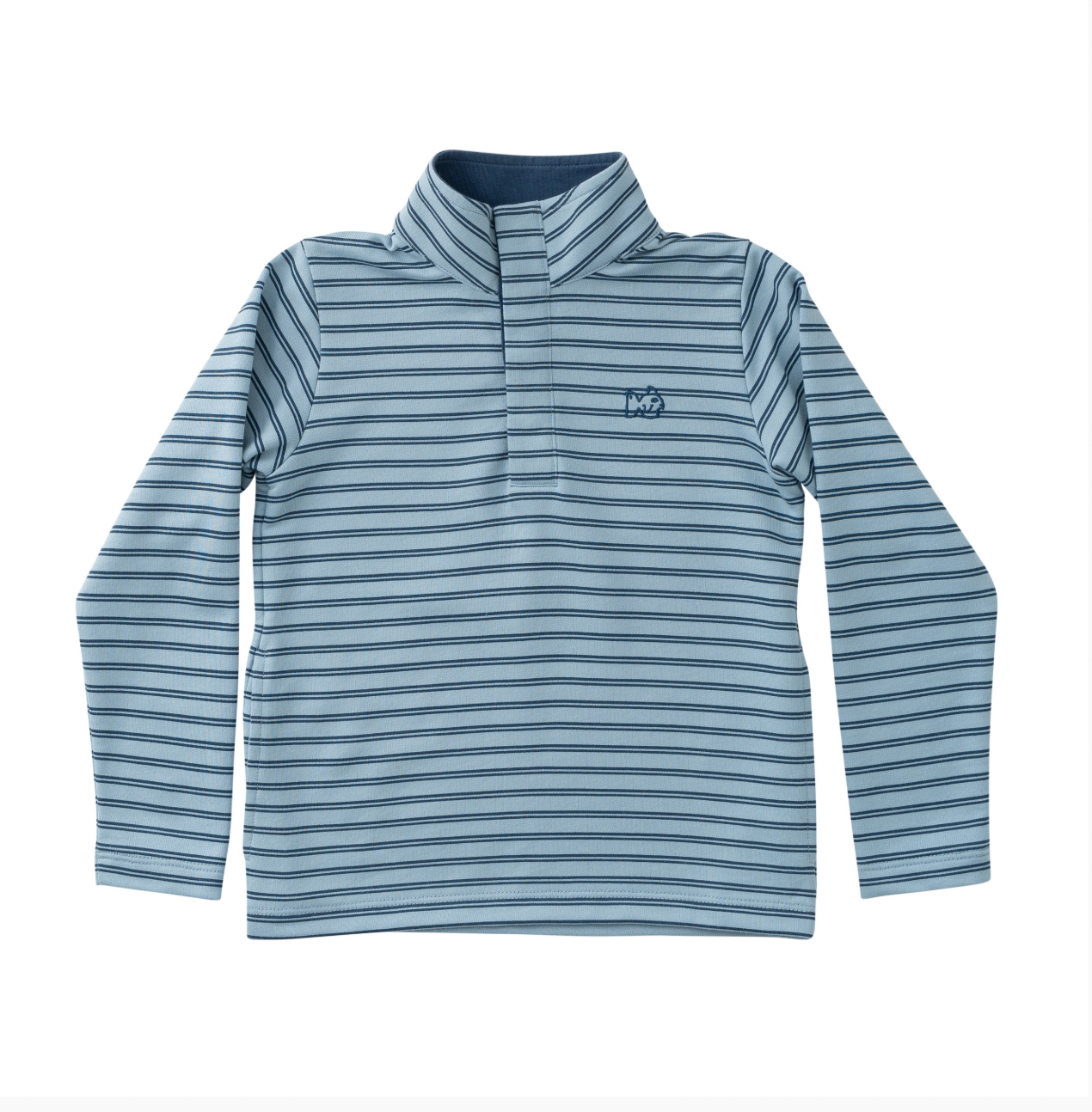 Boys Sporty Snap Pullover Ashley Blue Dark Denim Stripe
