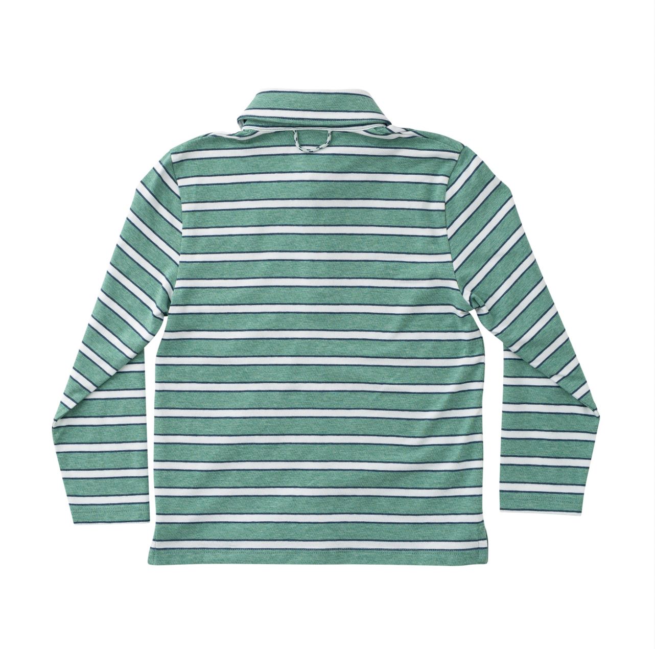 Boys Long Sleeve Too Cool for School Polo Frosty Spruce Dark Denim Stripe