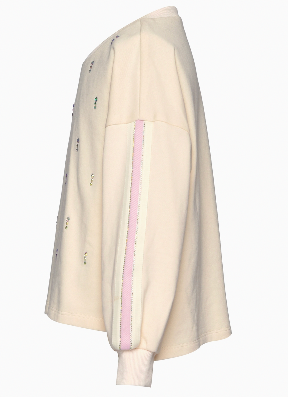 FRENCH TERRY SWEATSHIRT W/ RHINESTONE EMBELLISHMENTS