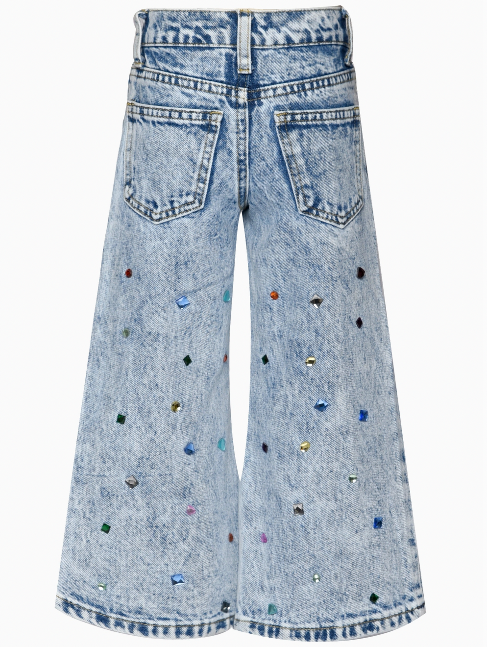 ACID WASH DENIM PANTS W/ RHINESTONES