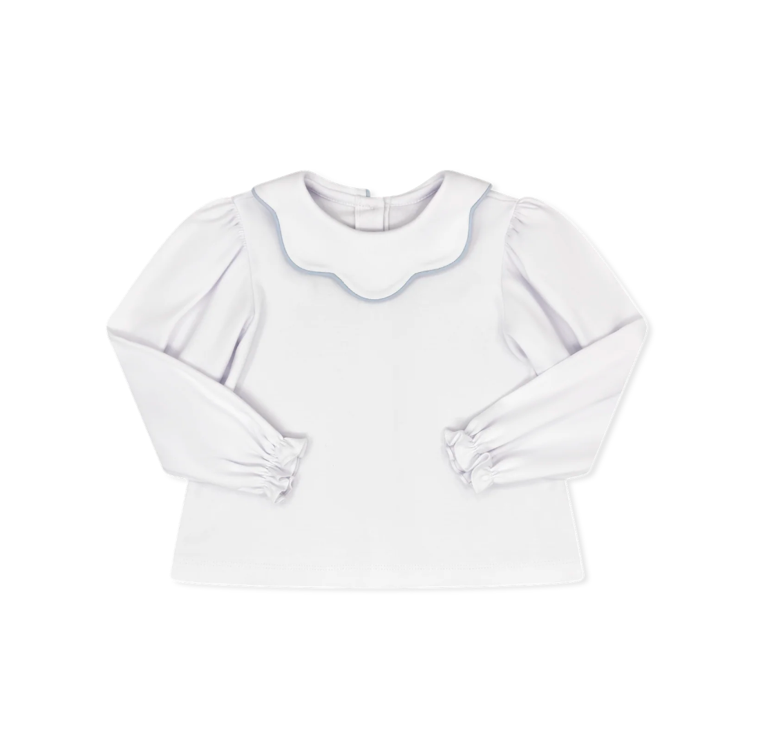 Scarlett Scallop Blouse White/Blue