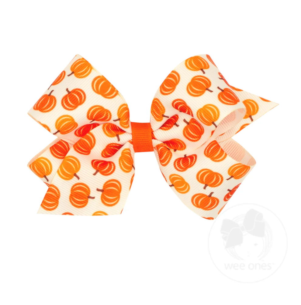Harvest Pumpkin Print Bow