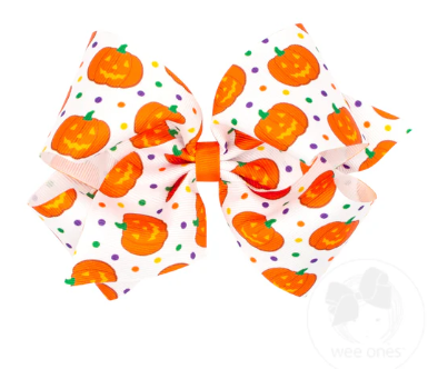 Medium Halloween Print Grosgrain Hair Bow