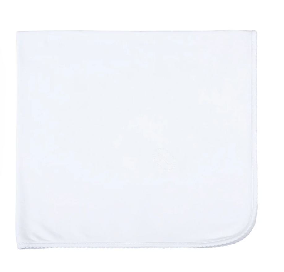 Blessed White Embroidered Receiving Blanket