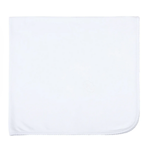 Blessed White Embroidered Receiving Blanket