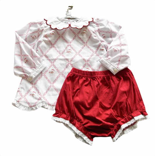 Trellis Santa Top and Bloomer Set