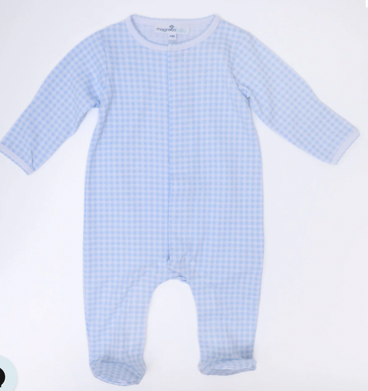 Mini Checks Footie Light Blue
