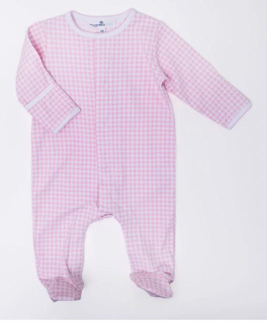 Mini Checks Footie Pink