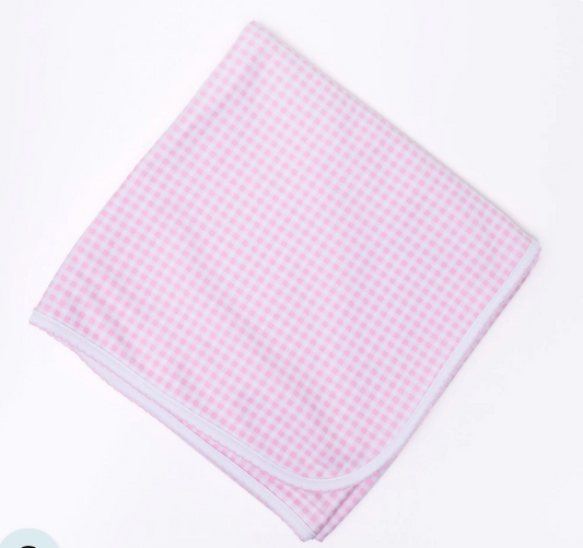 Mini Checks Receiving Blanket Pink