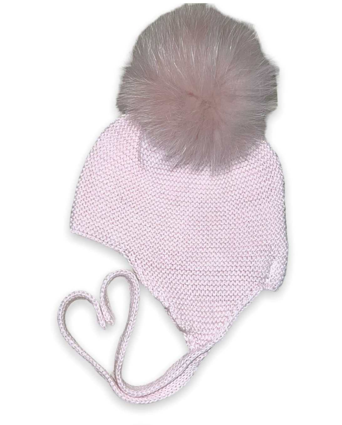 Fur Pom Tie Hat Pink