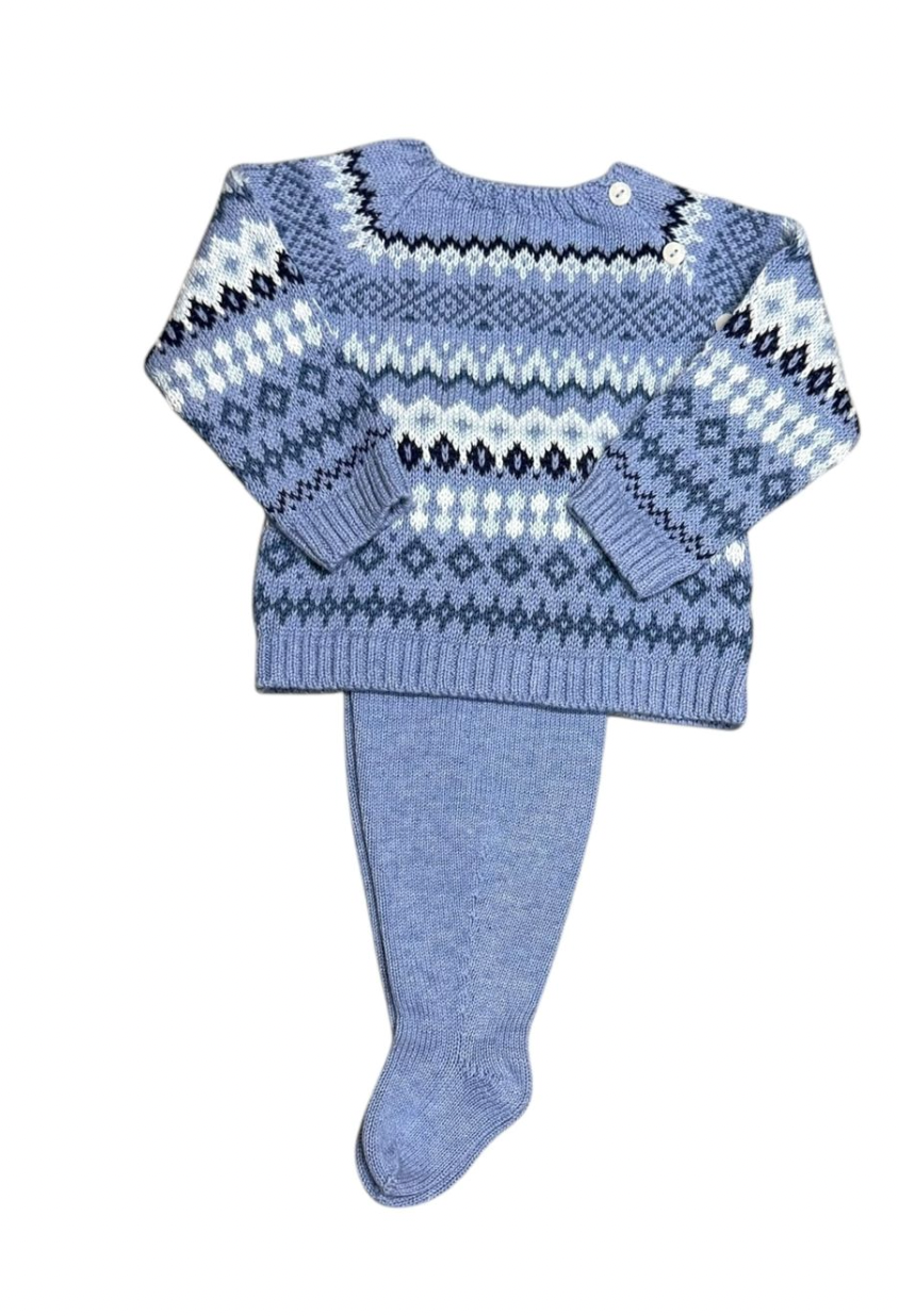 Chambray Fair Isle Footed Set