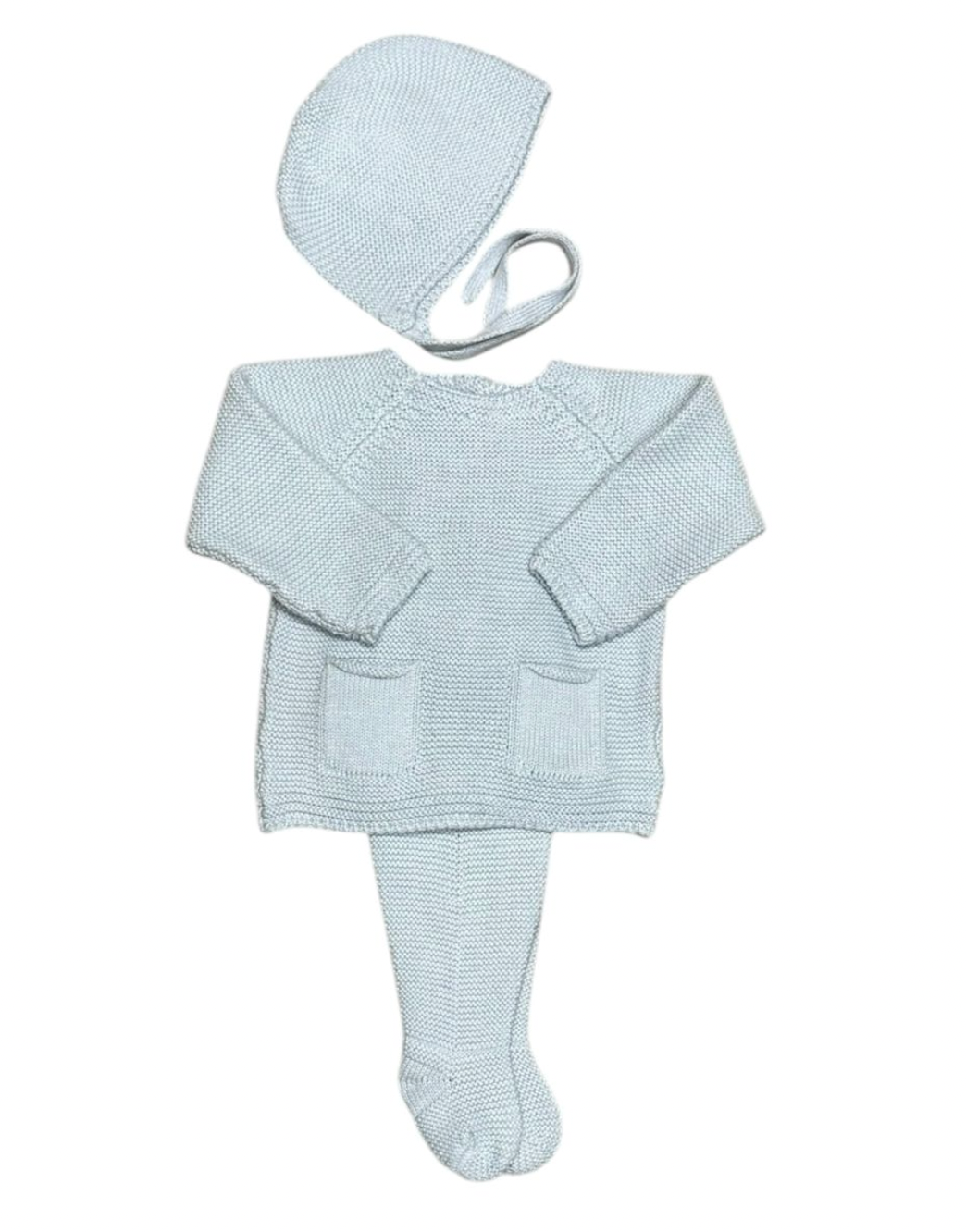 Light Blue Ribbed 3 Piece Footed Set