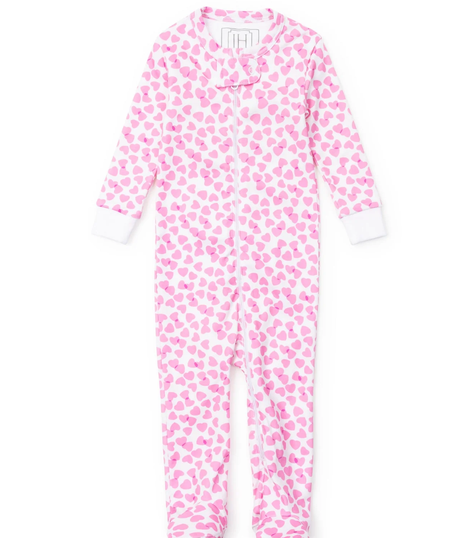 Parker Girls Confetti Hearts Zipper Pajama Pink
