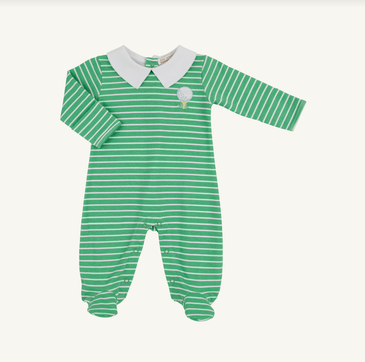 Rock Me Romper Gibson Island Green Stripe/Worth Ave White