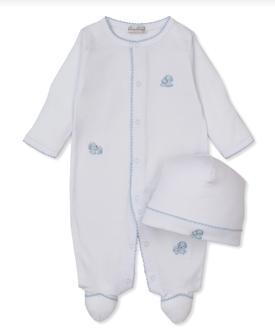 Puppy Family Light Blue Footie with Hat Set