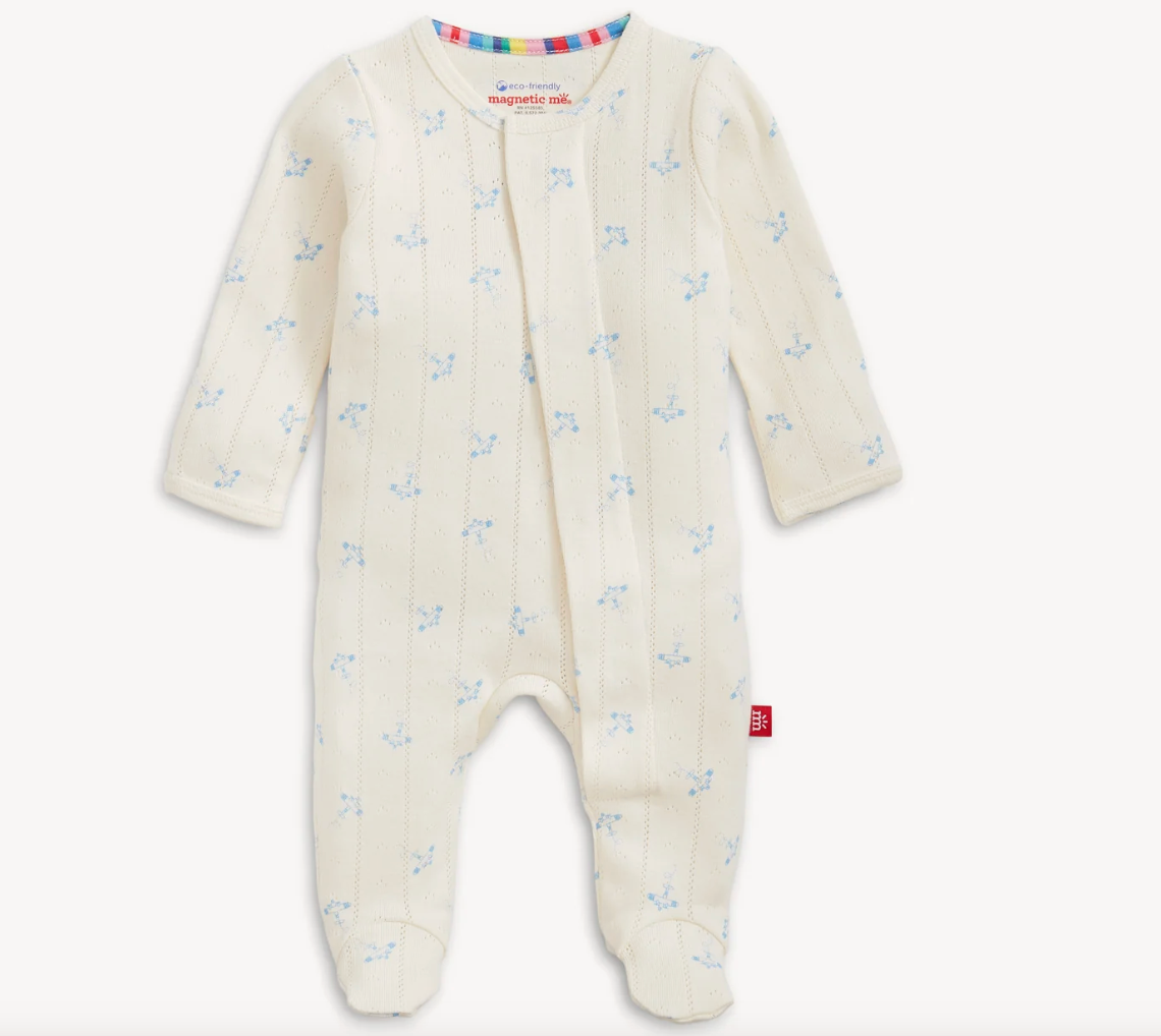 Airplanes Pointelle Magnetic Footie