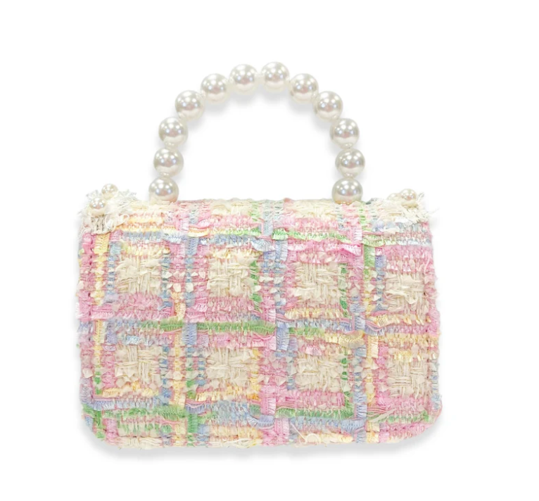 Bow & Floral Decor Tweed Purse
