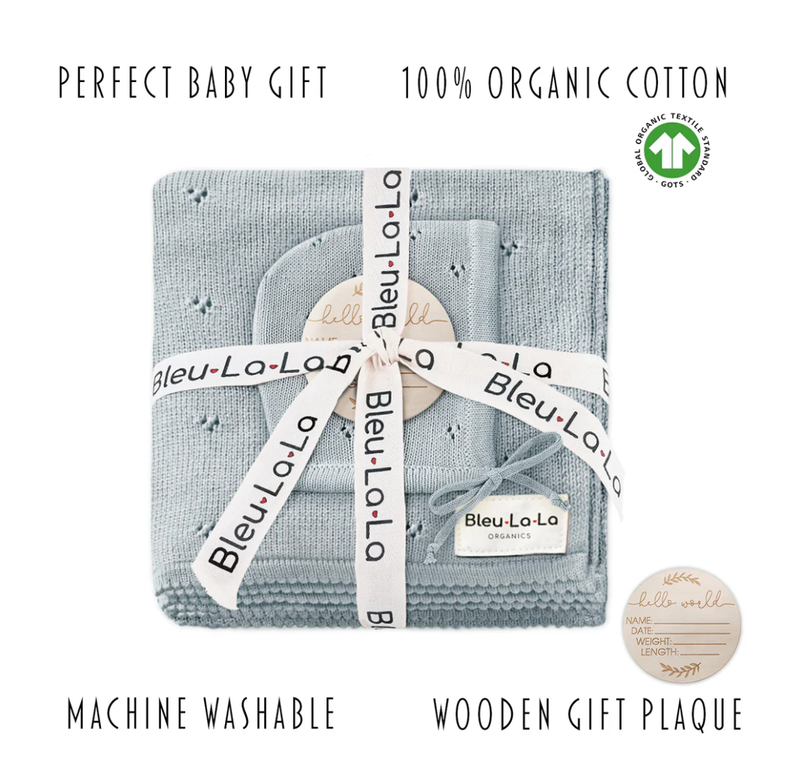 Organic Pointelle Swaddle Blanket + Hat Gift Set