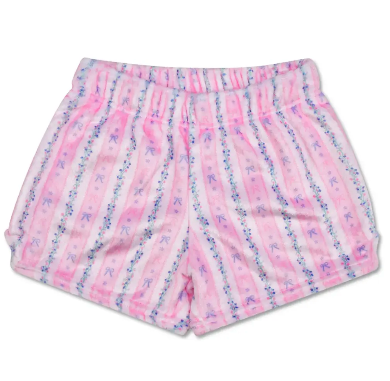 Floral Stripes Plush Shorts