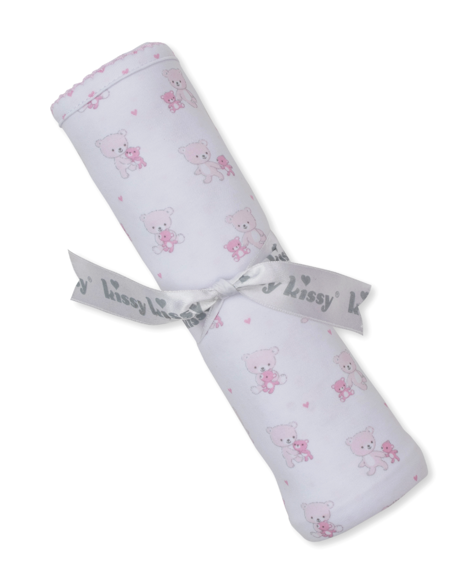 Teddy Bear Love Reversible Blanket Pink