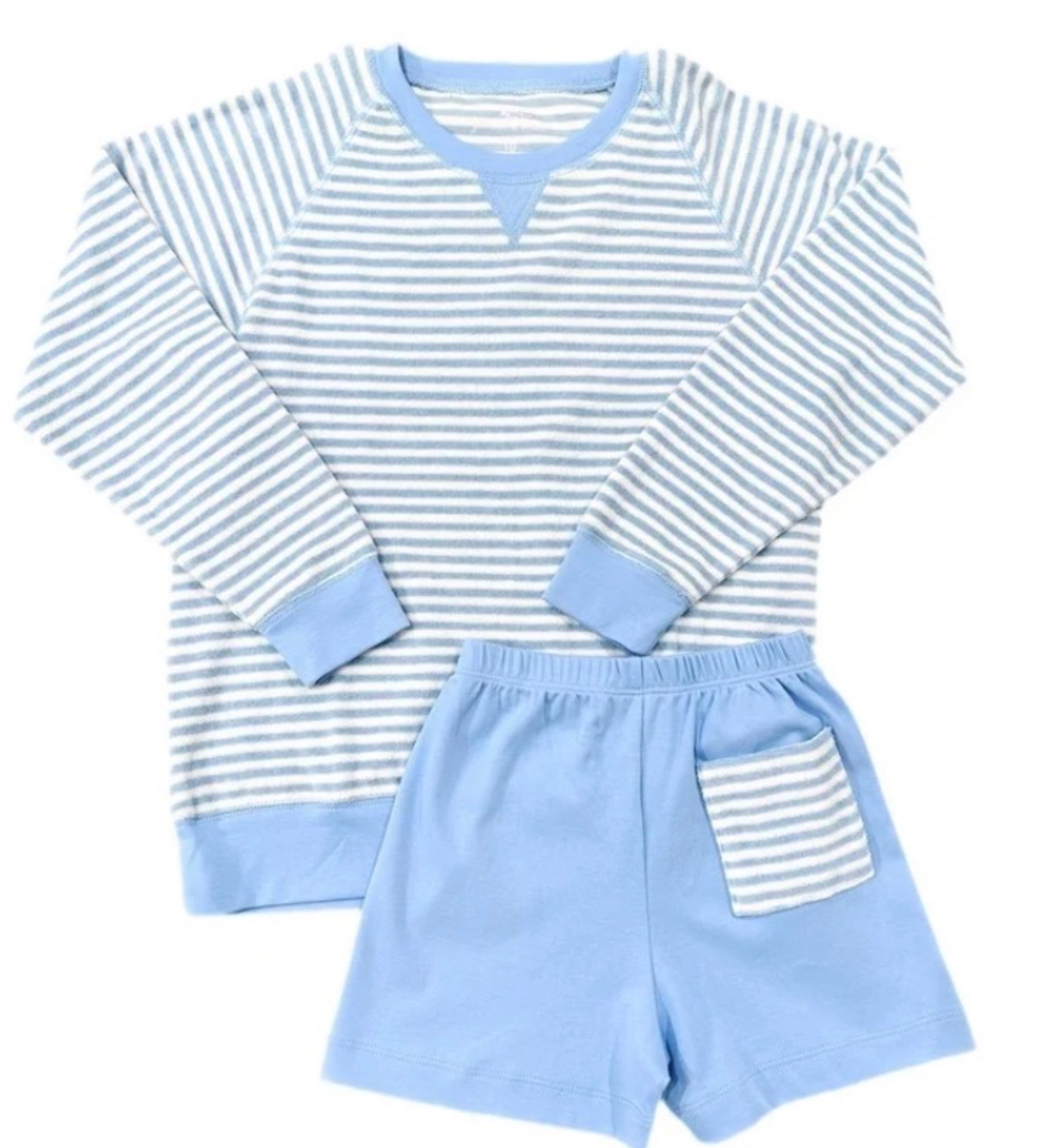 Light Blue Stripe Terrycloth Sweatshirt