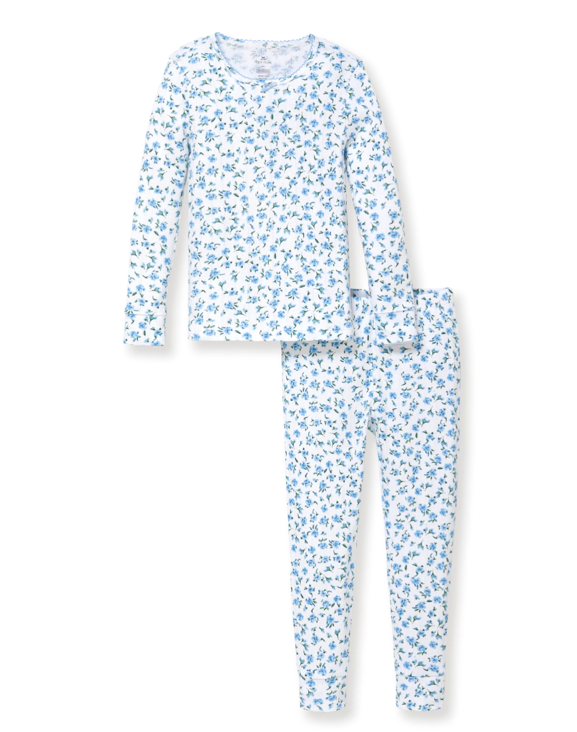 Pointelle Snug Fit Pajama Set Blue Floral