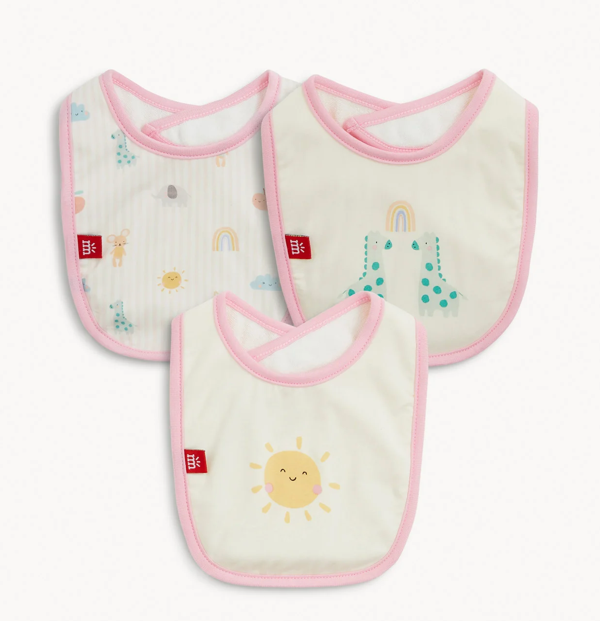 Lullaby Sky Pink Magnetic Bib 3-Pack