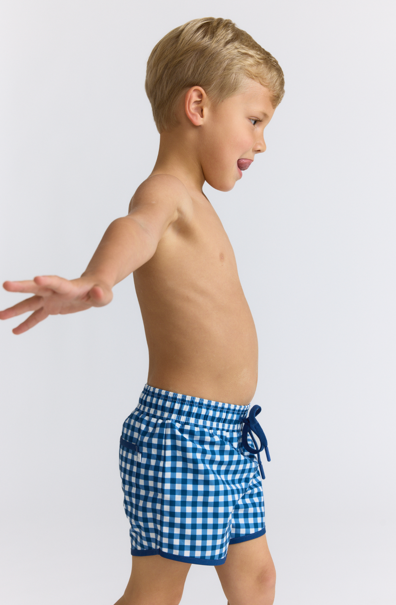 Boys Navy Picnic Gingham Boardie