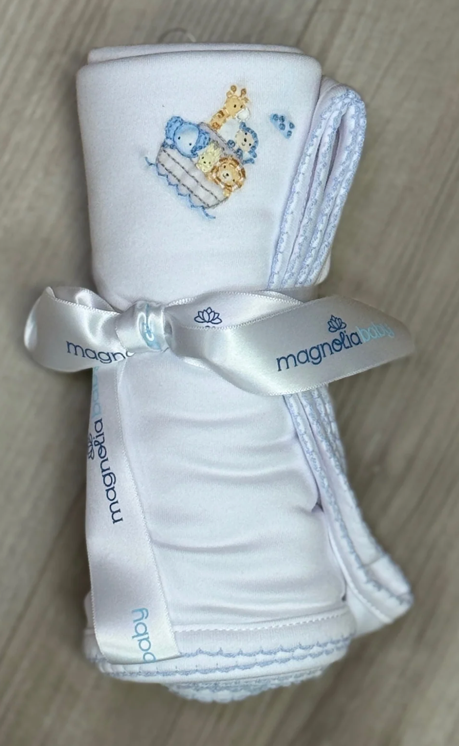 Noahs Ark Receiving Blanket- Light Blue