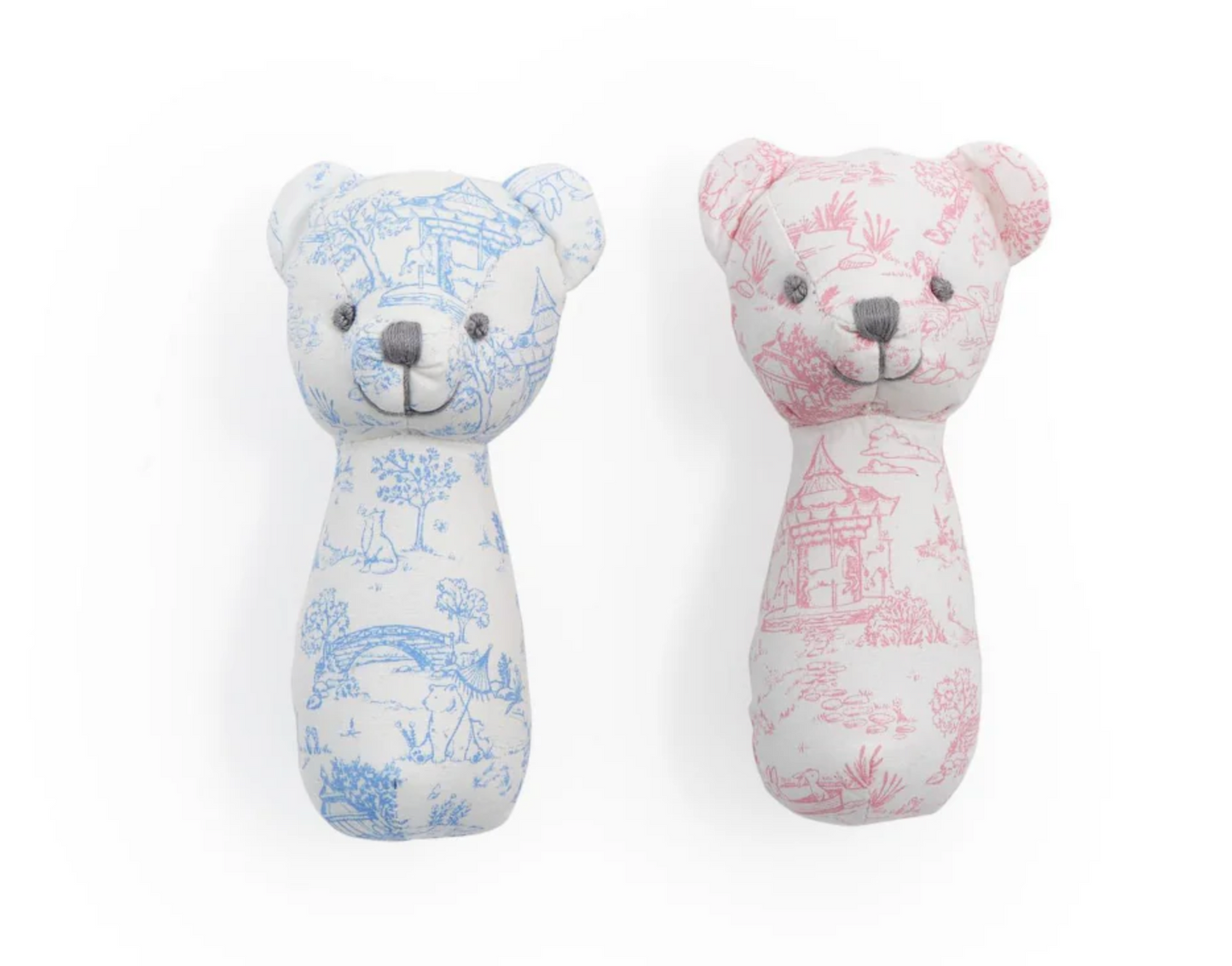 Animal Toile Pattern Teddy Bear Rattle