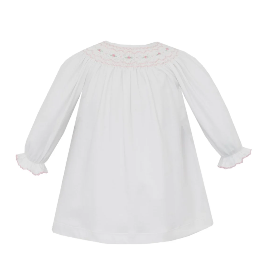 Natalie White Knit Bishop Dress