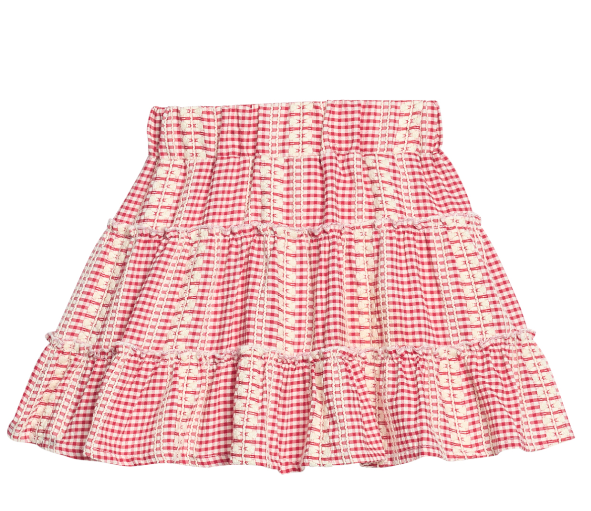 Natalie Skort - Geneva Gingham Crimson
